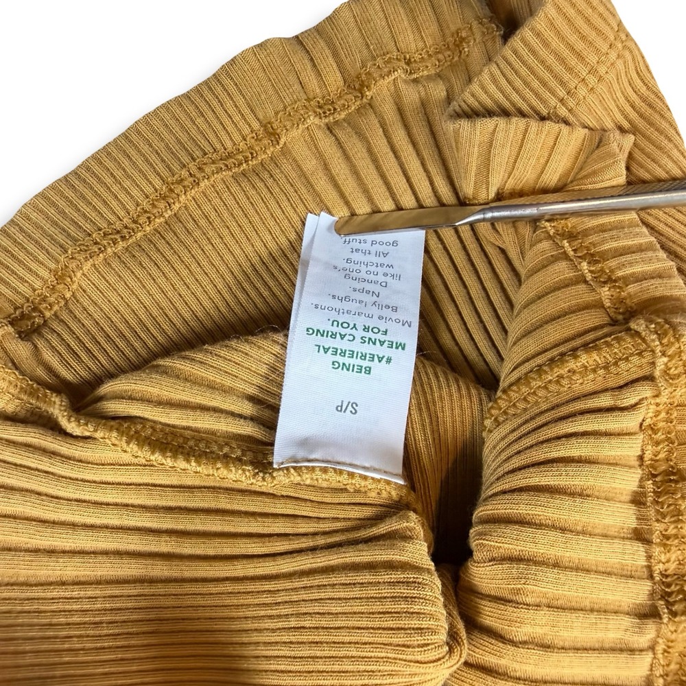 Aerie Ribbed Racerback Tank Top Mustard Yellow Ochre Small S 37F5G4Q - Picture 5 of 7